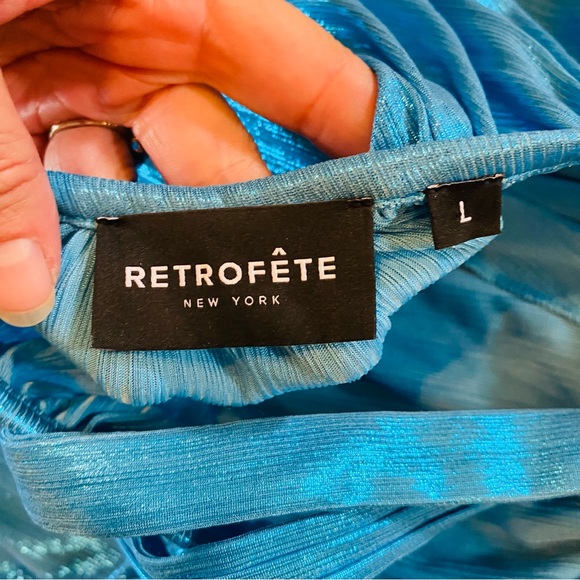 Retrofete Tova Dress in Aqua Blue Size Large Metallic - Picture 7 of 9